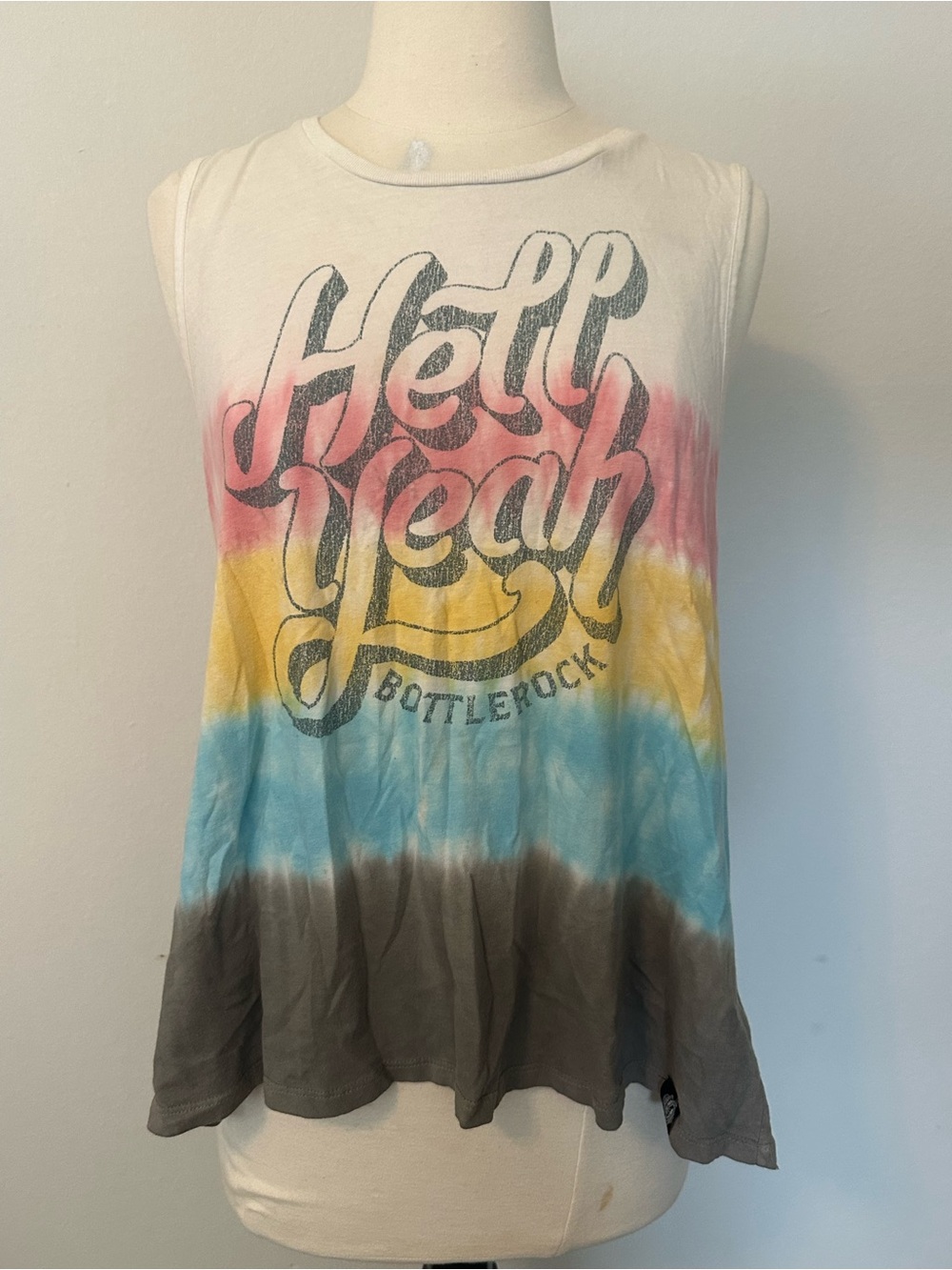 Tie-Dye Sleeveless Graphic Tank — Pink, Yellow, Blue